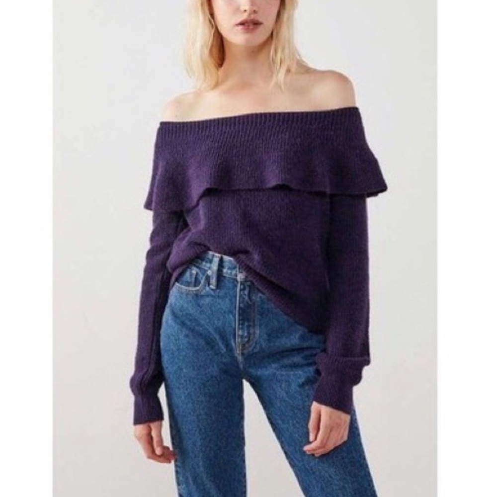 Chrissy off the shoulder ruffle sweater